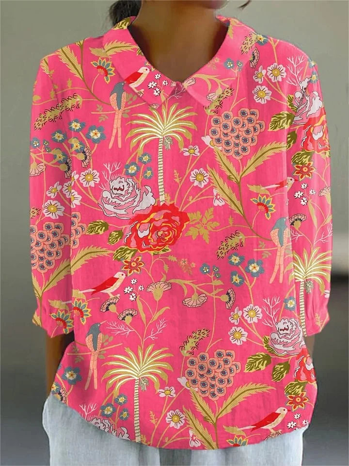 Lone - Vintage Farverig Bluse