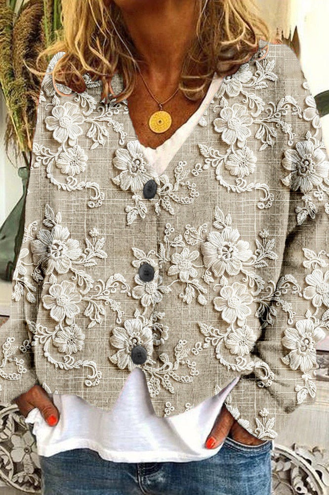 Cardigan | med blomsterbladstråd
