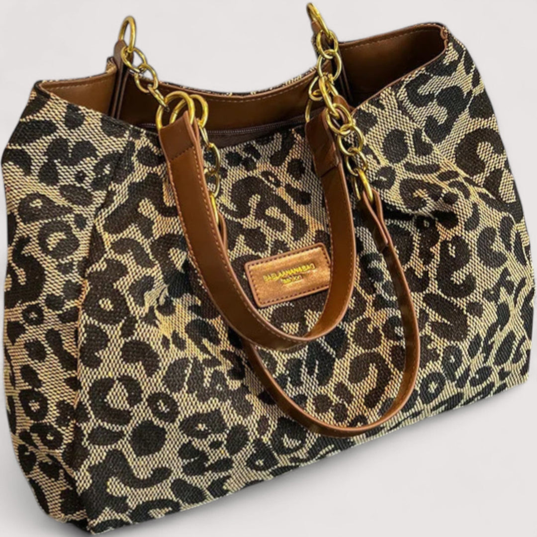 EDITH | SHOPPINGTASKE I CANVAS MED LEOPARDMØNSTER