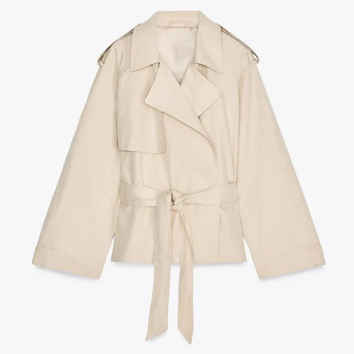 Melody | Kort Trenchcoat med Snøredetaljer