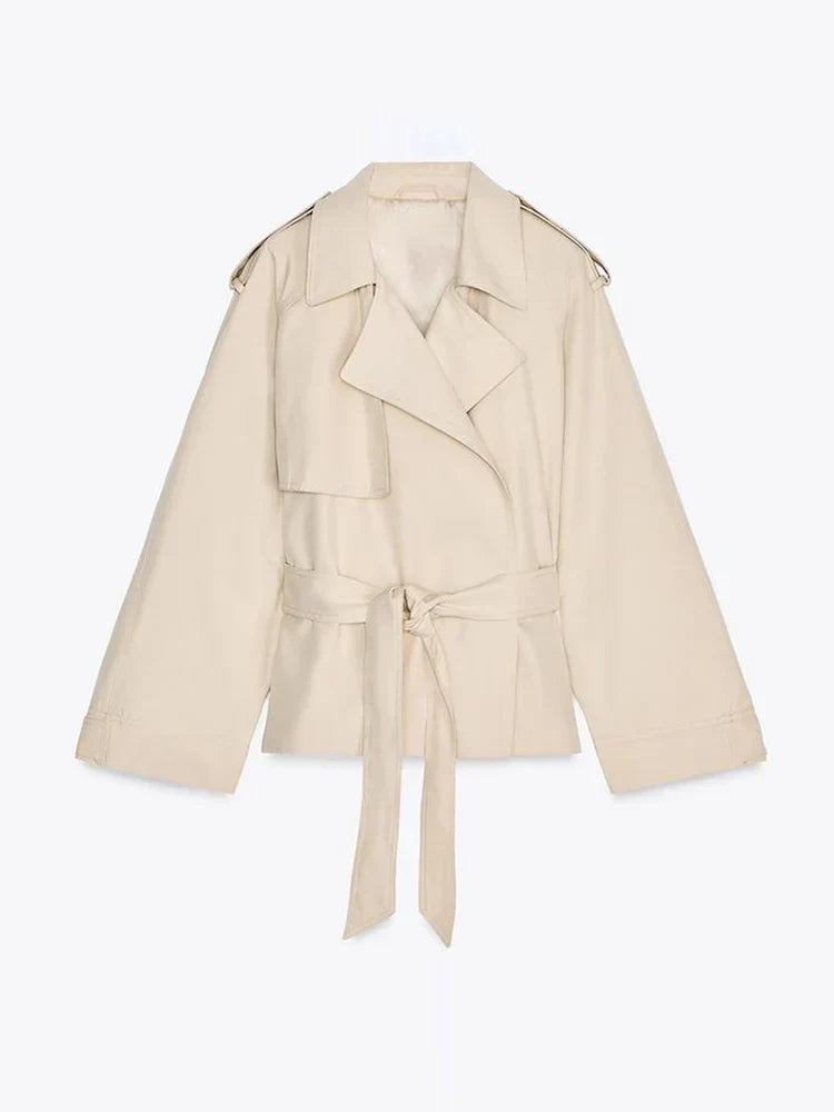 Melody | Kort Trenchcoat med Snøredetaljer
